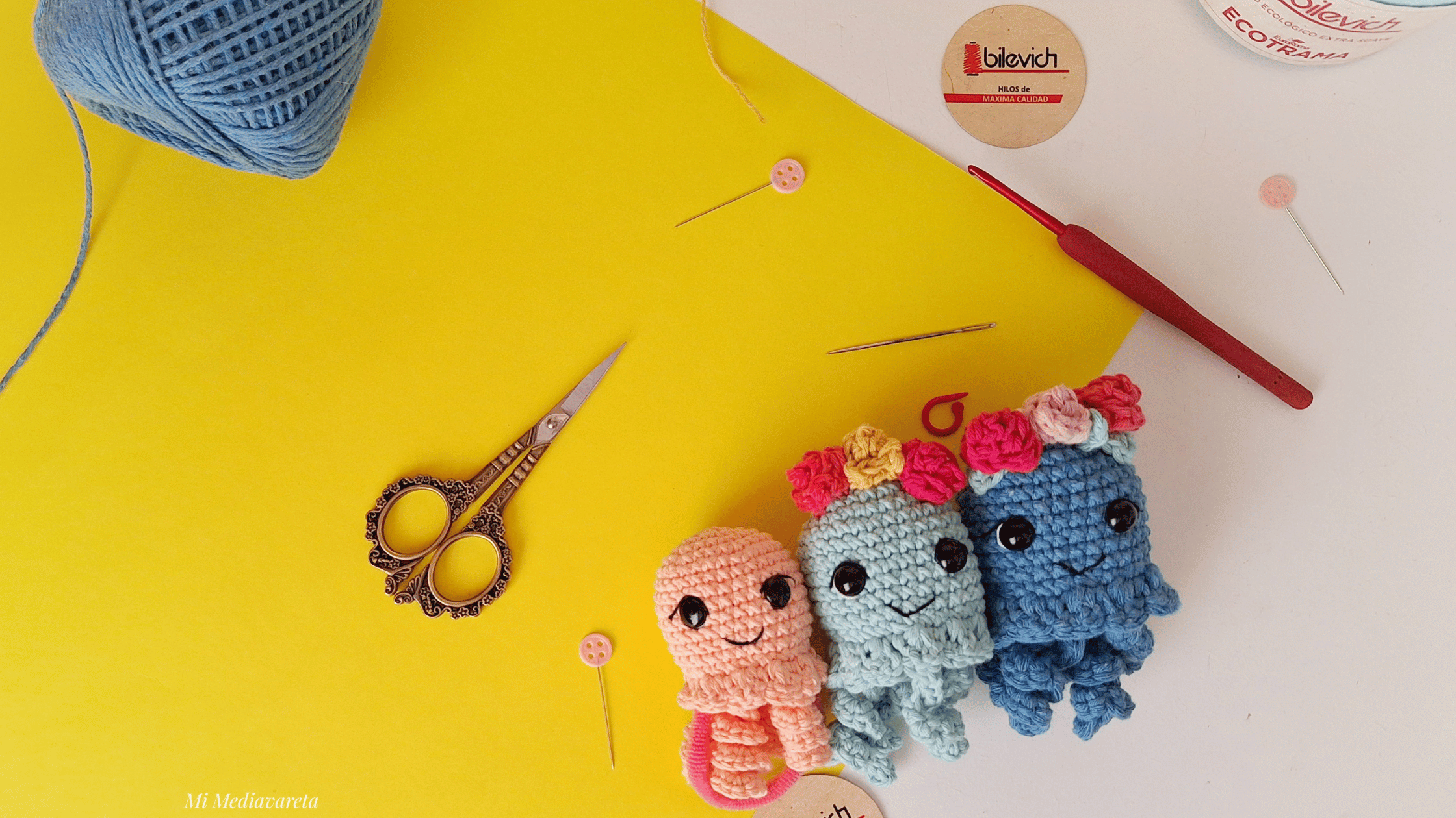 Cómo tejer una SCRUNCHIE de PULPO/MEDUSA versión FRIDA a CROCHET- Incluye video paso a paso