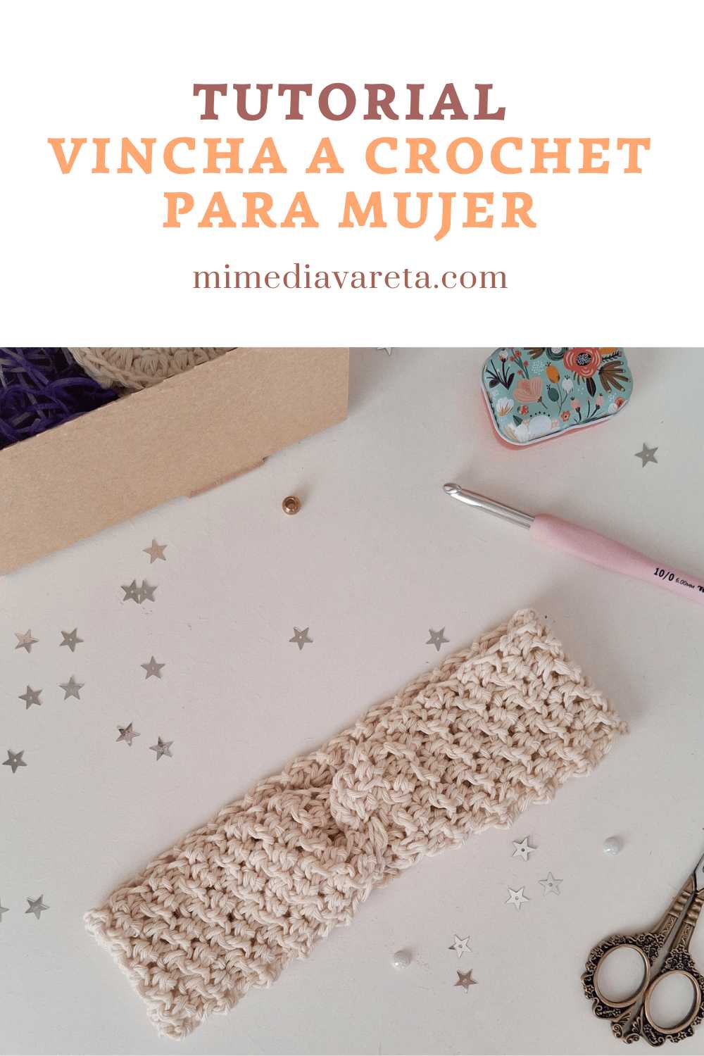 Vincha Diadema Tejida a Crochet. Paso a paso